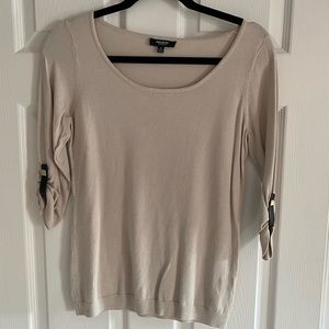 Beige Sweater with buckle 3/4 sleeves